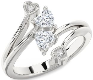 Diamond Platinum Two Heart Ring