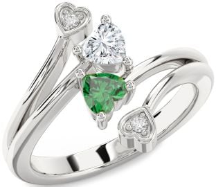 Diamond Silver Two Heart Promise Ring