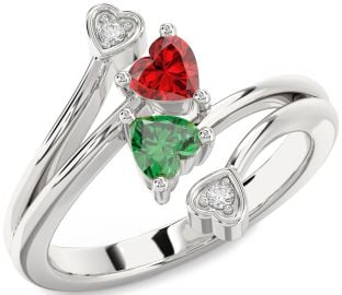 Diamond Silver Two Heart Promise Ring