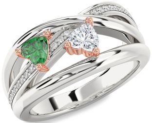 Diamond White Rose Gold Two Heart Promise Ring