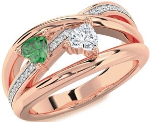 Diamond Rose Gold Two Heart Promise Ring
