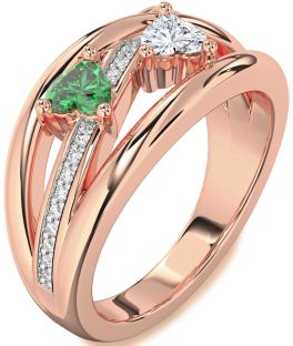 Diamond Rose Gold Two Heart Promise Ring