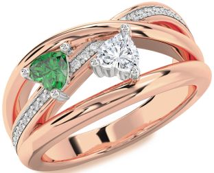 Diamond White Rose Gold Two Heart Promise Ring