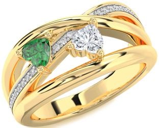 Diamond Gold Two Heart Promise Ring