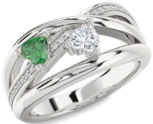 Diamond Platinum Two Heart Promise Ring