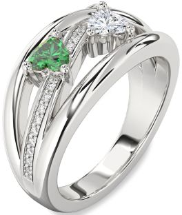 Diamond Platinum Two Heart Promise Ring