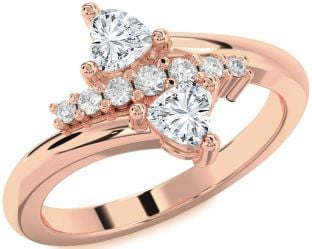 Diamond Rose Gold Two Heart Ring