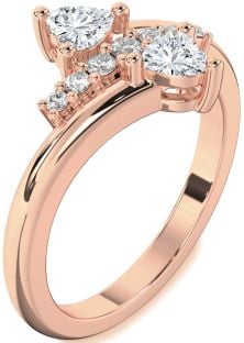 Diamond Rose Gold Two Heart Ring