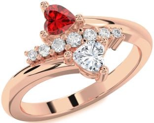 Diamond Rose Gold Two Heart Promise Ring