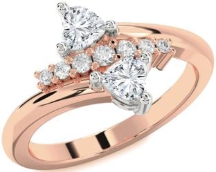 Diamond Platinum & Rose Gold Two Heart Ring