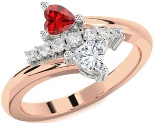 Diamond White Rose Gold Two Heart Promise Ring