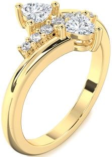 Diamond Gold Two Heart Ring