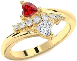 Diamond Gold Two Heart Promise Ring