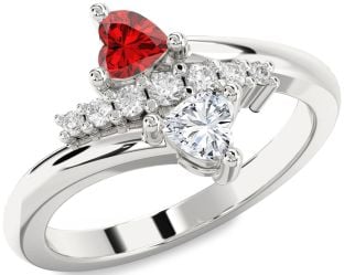 Diamond Silver Two Heart Promise Ring