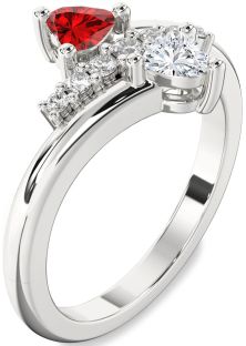 Diamond Platinum Two Heart Promise Ring