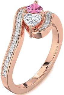 Diamond Rose Gold Two Heart Promise Ring