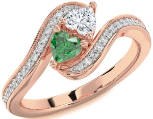 Diamond Rose Gold Two Heart Promise Ring