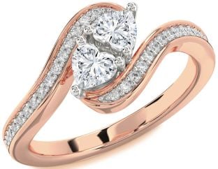 Diamond Platinum & Rose Gold Two Heart Ring