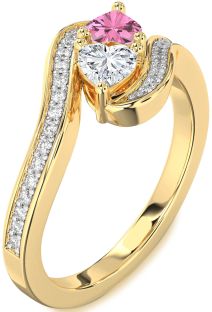 Diamond Gold Two Heart Promise Ring