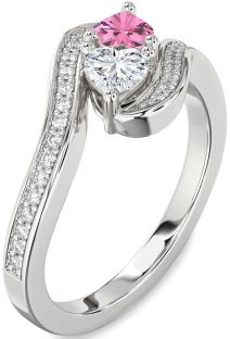 Diamond Platinum Two Heart Promise Ring