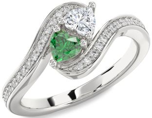 Diamond Silver Two Heart Promise Ring