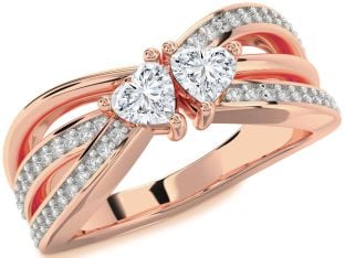 Diamond Rose Gold Two Heart Ring
