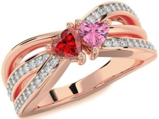 Diamond Rose Gold Two Heart Promise Ring