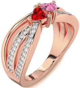 Diamond Rose Gold Two Heart Promise Ring
