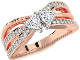 Diamond Platinum & Rose Gold Two Heart Ring