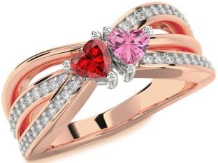 Diamond White Rose Gold Two Heart Promise Ring