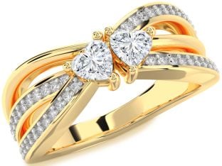 Diamond Gold Two Heart Ring