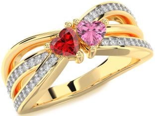 Diamond Gold Two Heart Promise Ring
