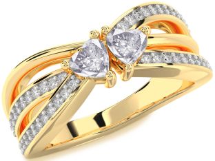 Salt & Pepper Diamond Gold Two Heart Ring