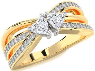 Diamond Platinum & Yellow Gold Two Heart Ring