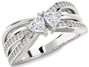 Diamond Platinum Two Heart Ring
