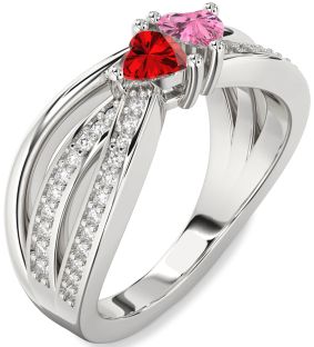 Diamond Platinum Two Heart Promise Ring
