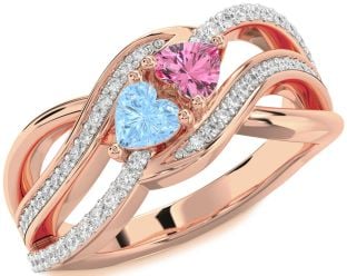 Diamond Rose Gold Two Heart Promise Ring