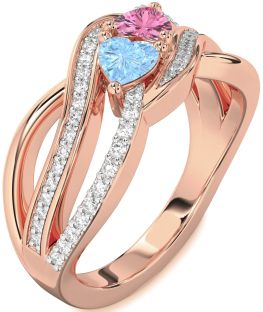 Diamond Rose Gold Two Heart Promise Ring