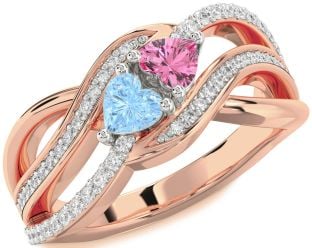 Diamond White Rose Gold Two Heart Promise Ring
