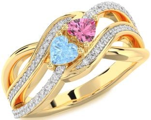 Diamond Gold Two Heart Promise Ring