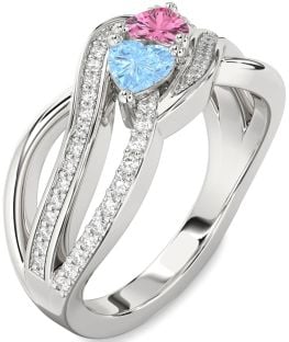 Diamond Platinum Two Heart Promise Ring