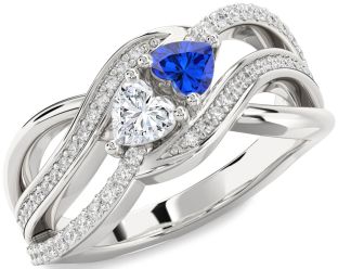 Diamond Silver Two Heart Promise Ring