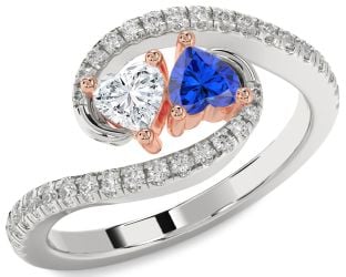 Diamond White Rose Gold Two Heart Promise Ring