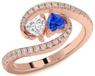Diamond Rose Gold Two Heart Promise Ring