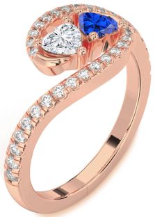 Diamond Rose Gold Two Heart Promise Ring