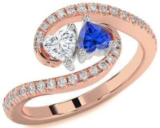 Diamond White Rose Gold Two Heart Promise Ring