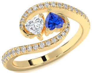 Diamond Gold Two Heart Promise Ring