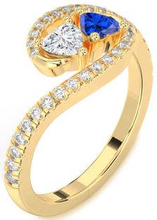 Diamond Gold Two Heart Promise Ring