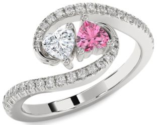 Diamond Silver Two Heart Promise Ring