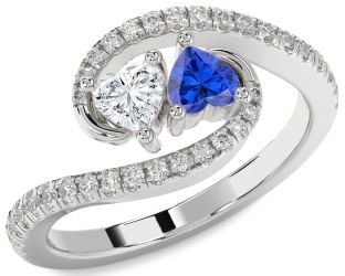 Diamond Silver Two Heart Promise Ring